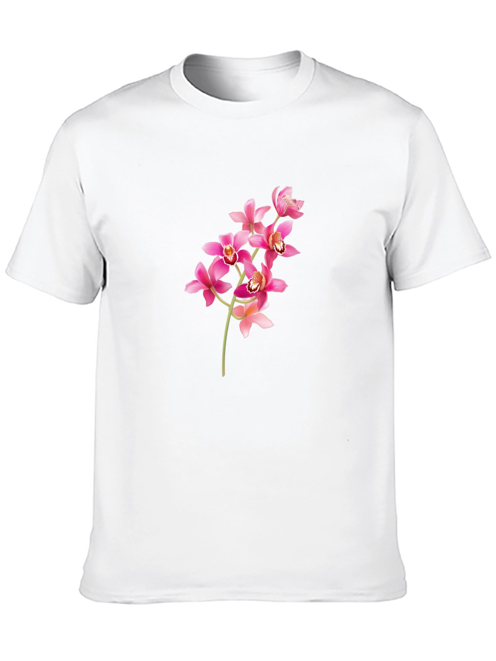 Black T-Shirt with Pink Orchid Design