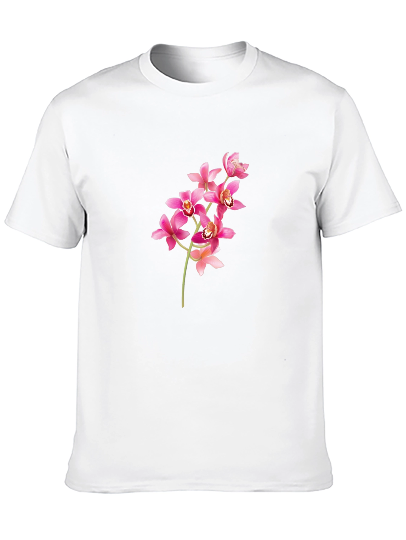 Black T-Shirt with Pink Orchid Design