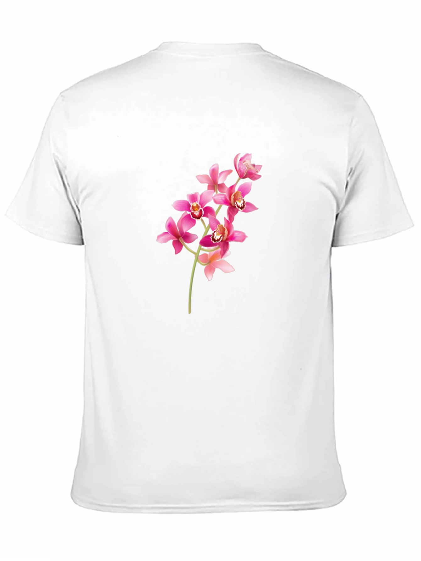 Black T-Shirt with Pink Orchid Design