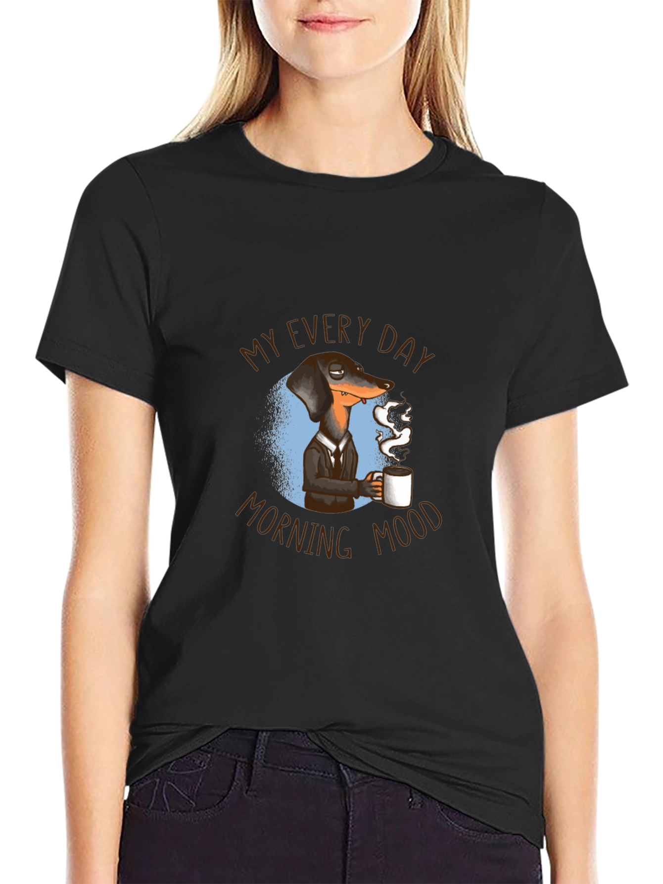 Dachshund Coffee T-Shirt - My Everyday Morning Mood Tee