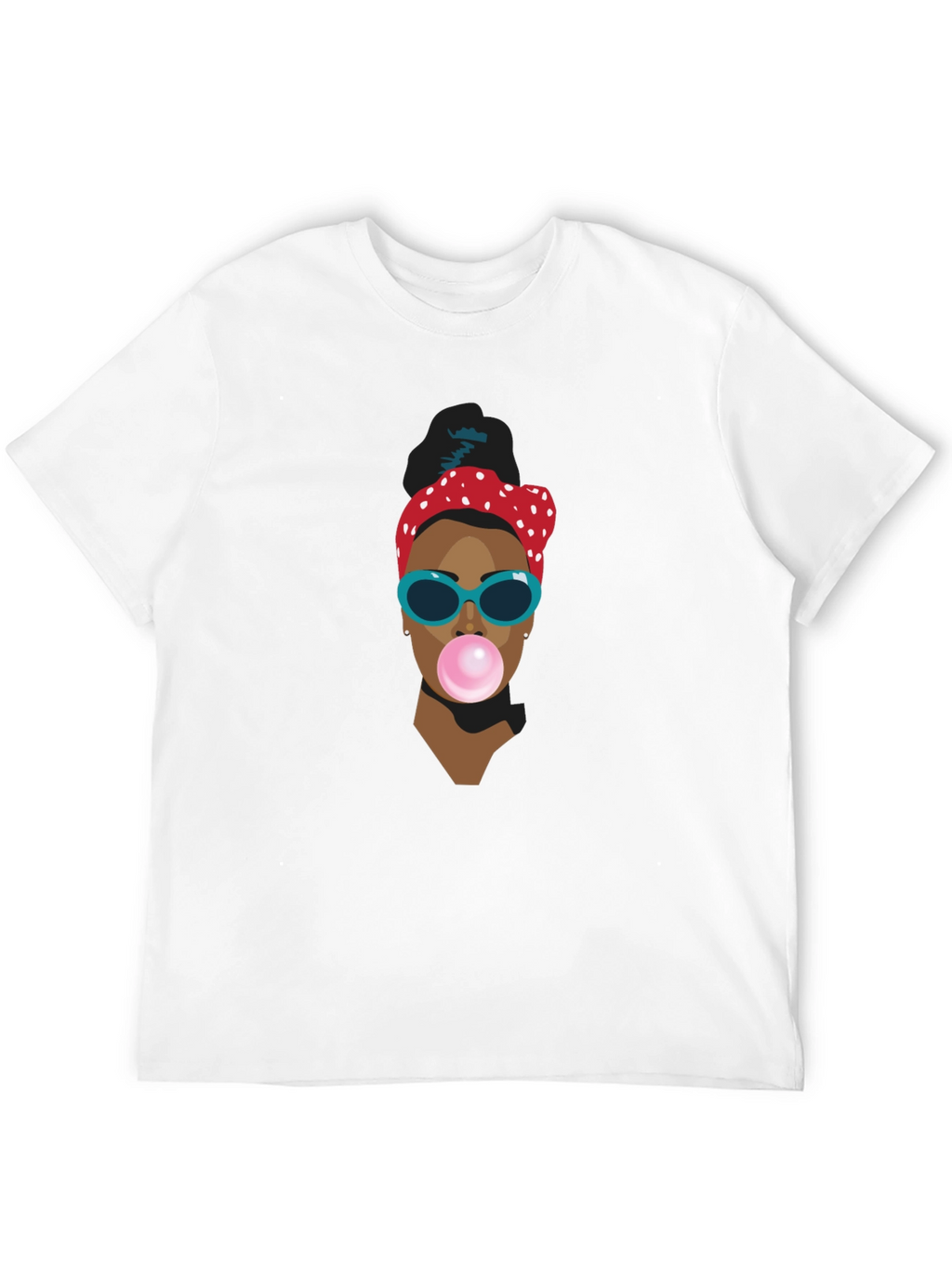 Funky Woman Blowing Bubble Gum Graphic T-Shirt