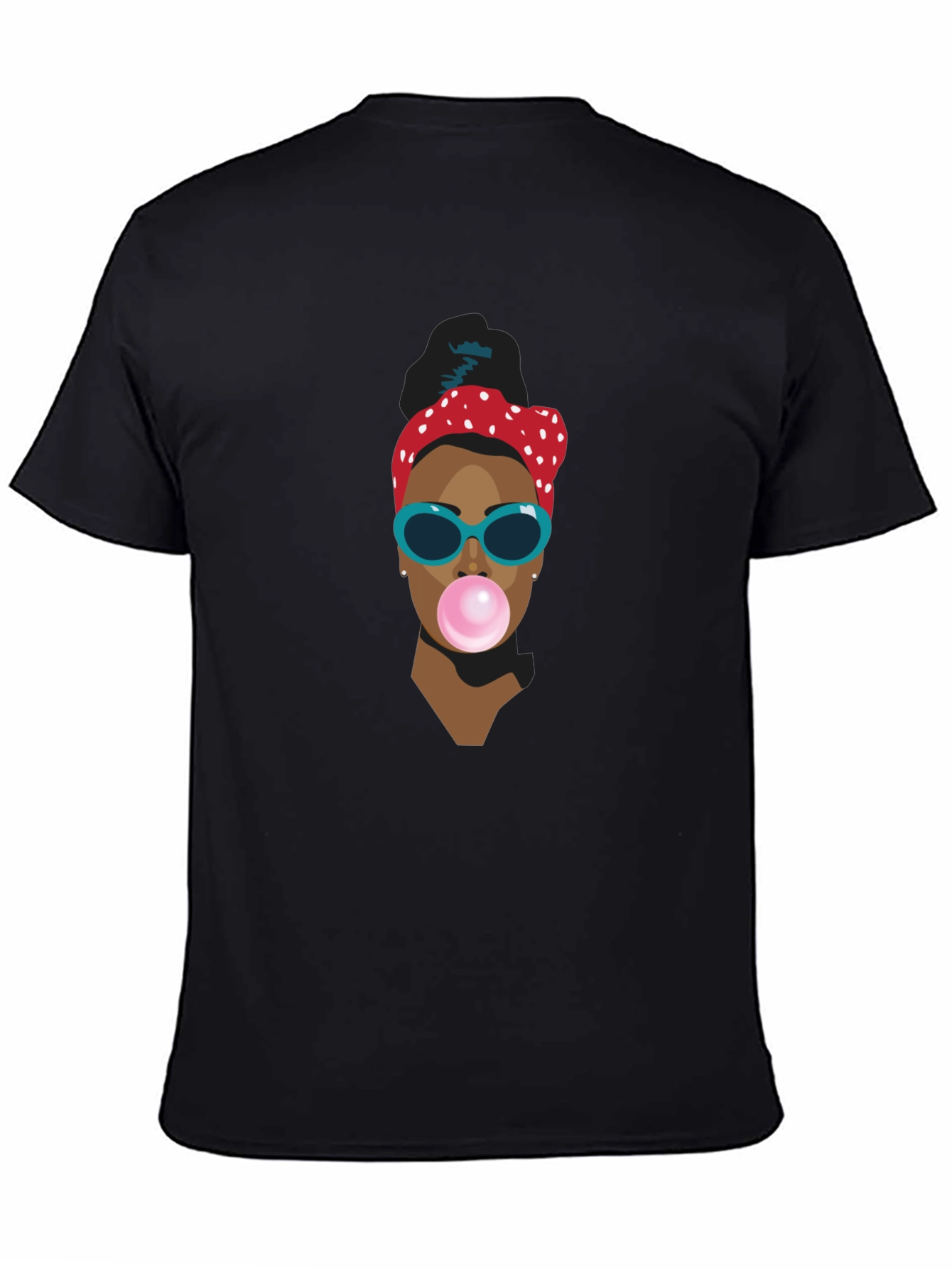Funky Woman Blowing Bubble Gum Graphic T-Shirt