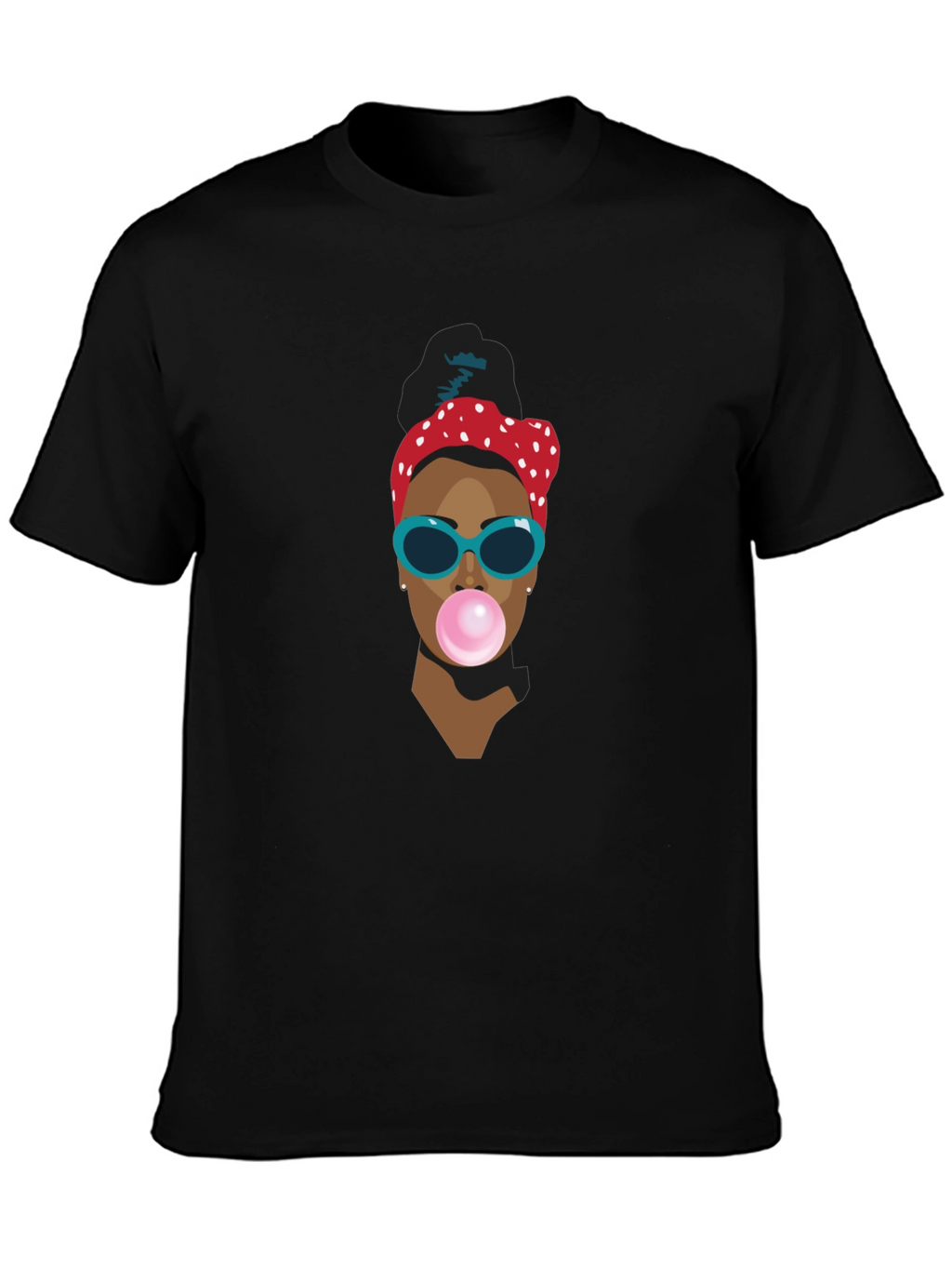 Funky Woman Blowing Bubble Gum Graphic T-Shirt