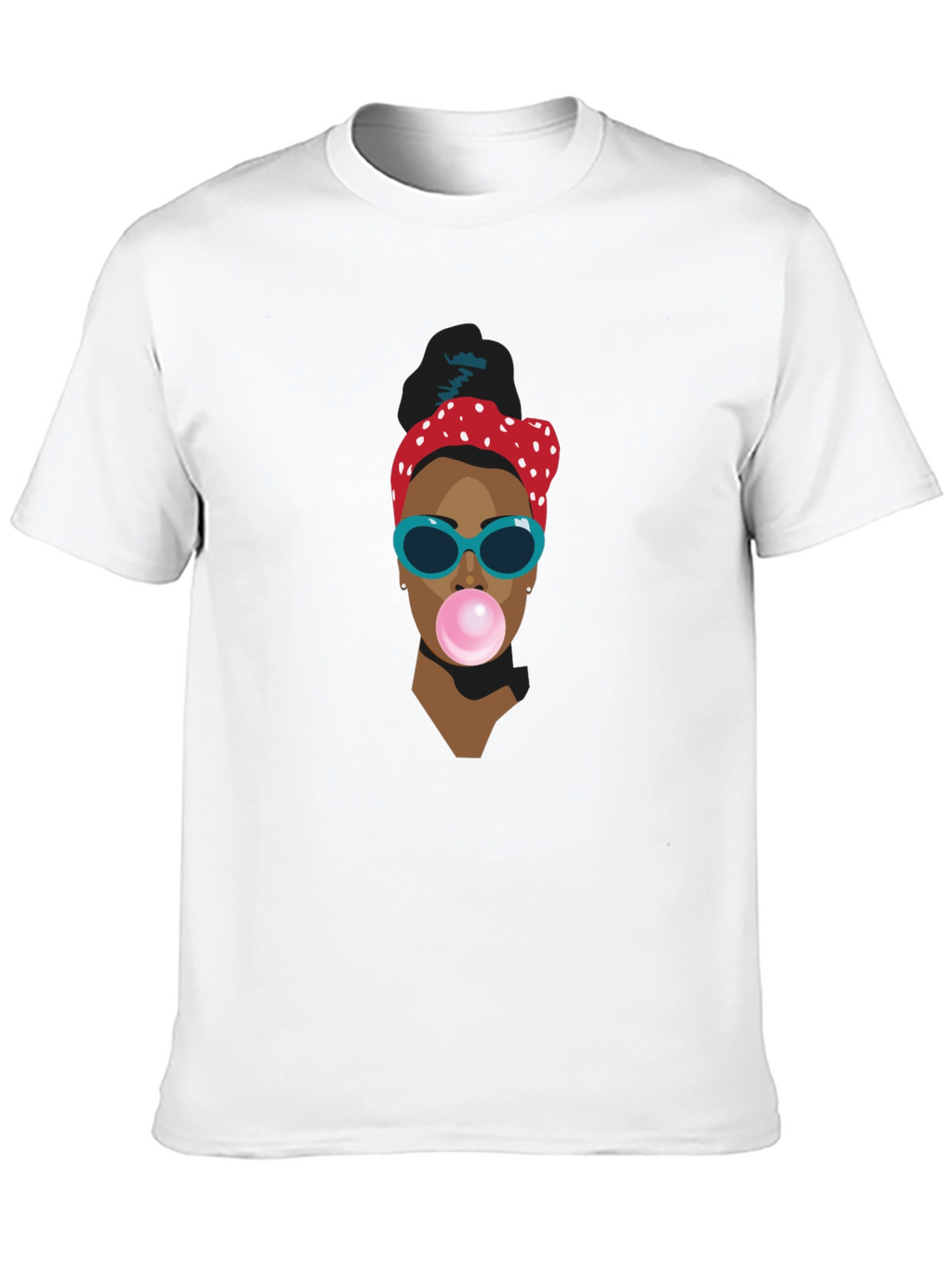 Funky Woman Blowing Bubble Gum Graphic T-Shirt
