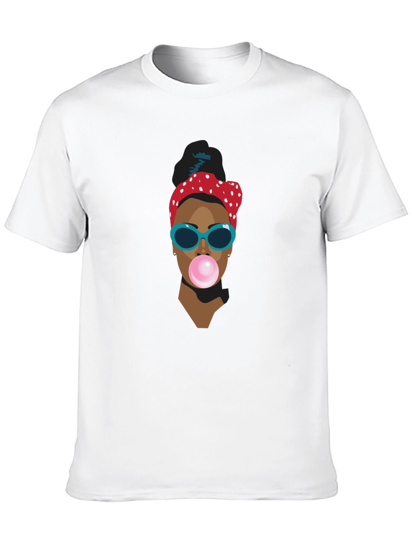 Funky Woman Blowing Bubble Gum Graphic T-Shirt