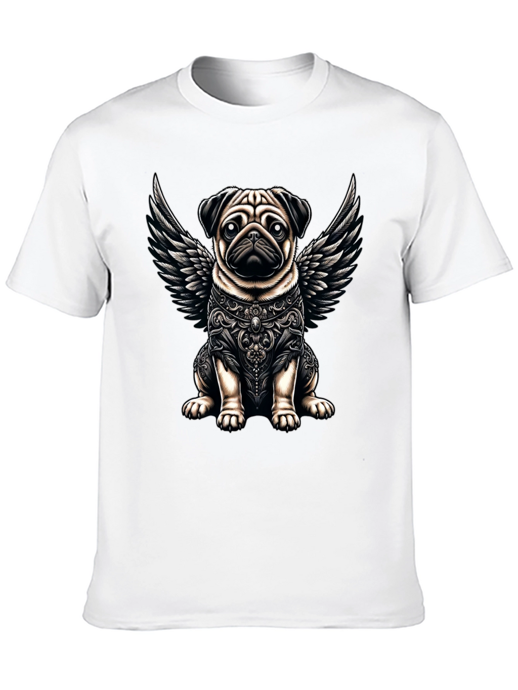 Angel Pug Graphic Tee - Stylish Black T-Shirt