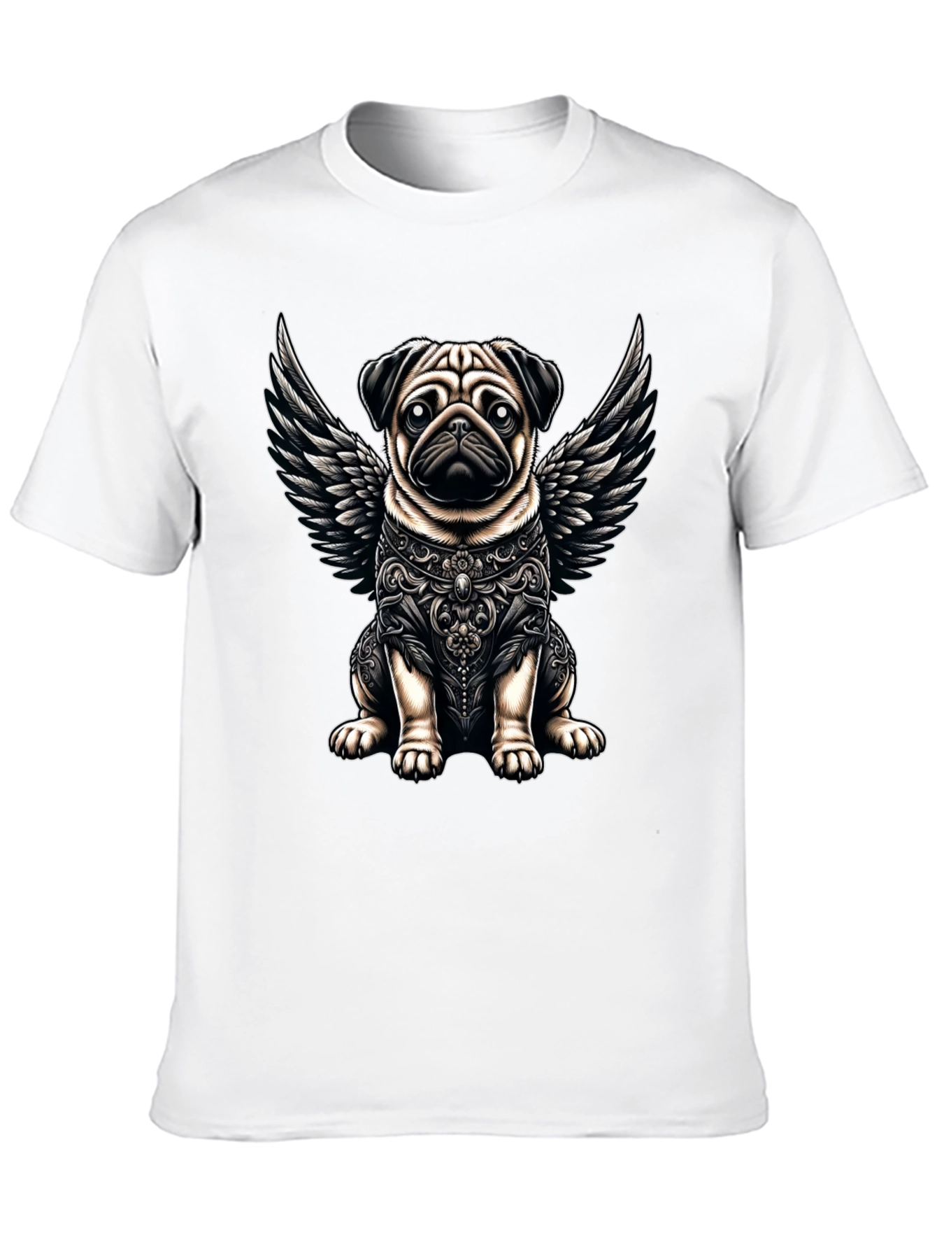 Angel Pug Graphic Tee - Stylish Black T-Shirt
