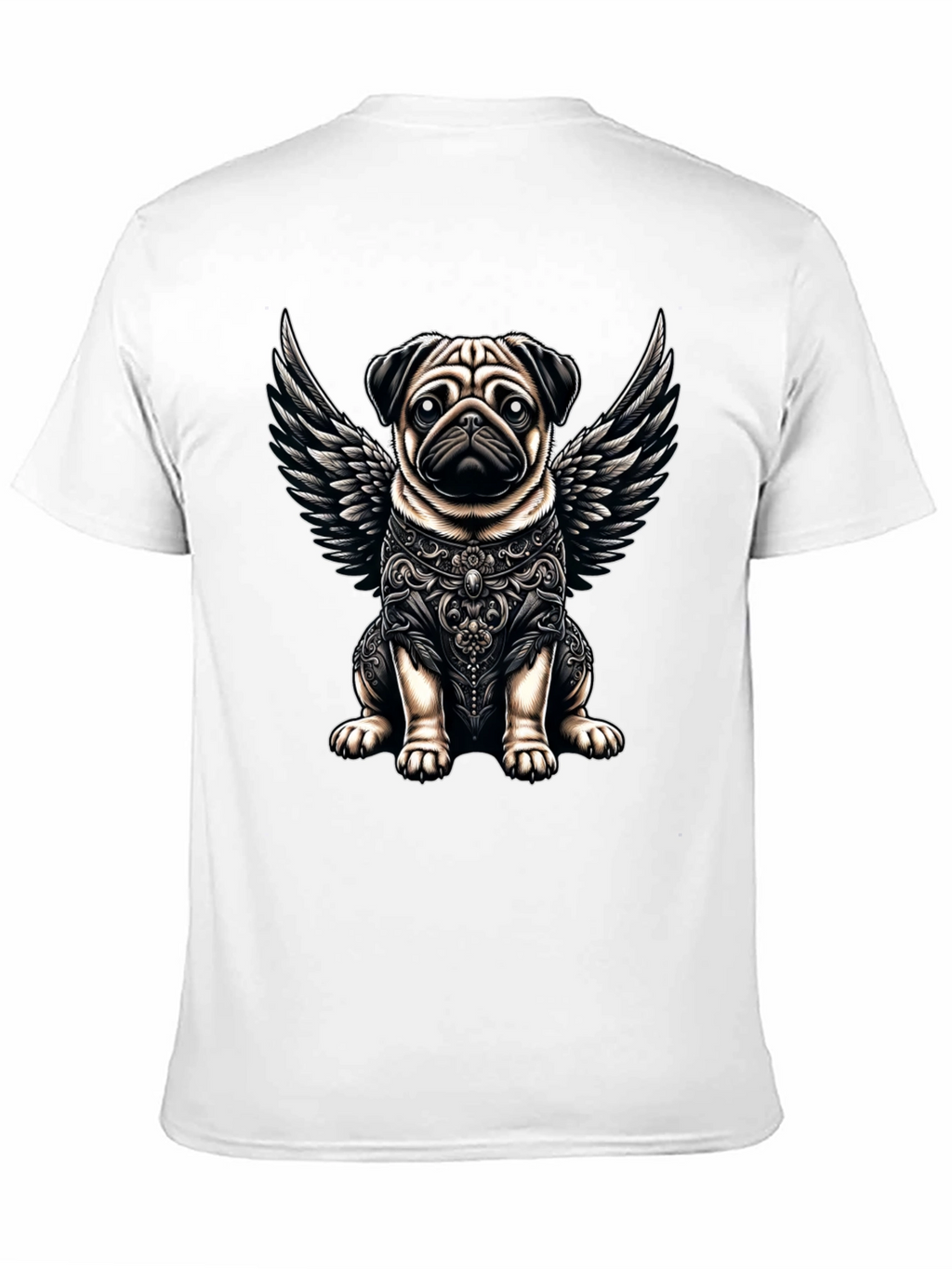 Angel Pug Graphic Tee - Stylish Black T-Shirt
