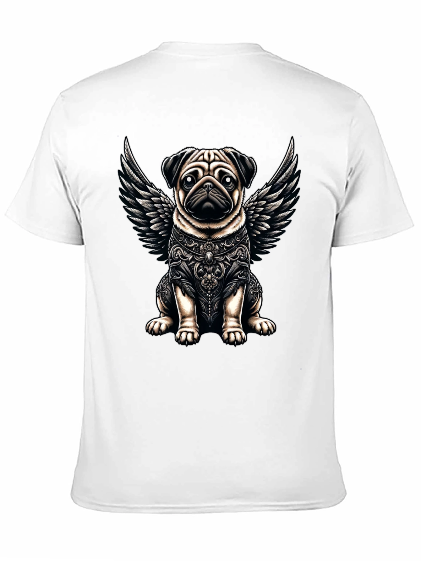 Angel Pug Graphic Tee - Stylish Black T-Shirt