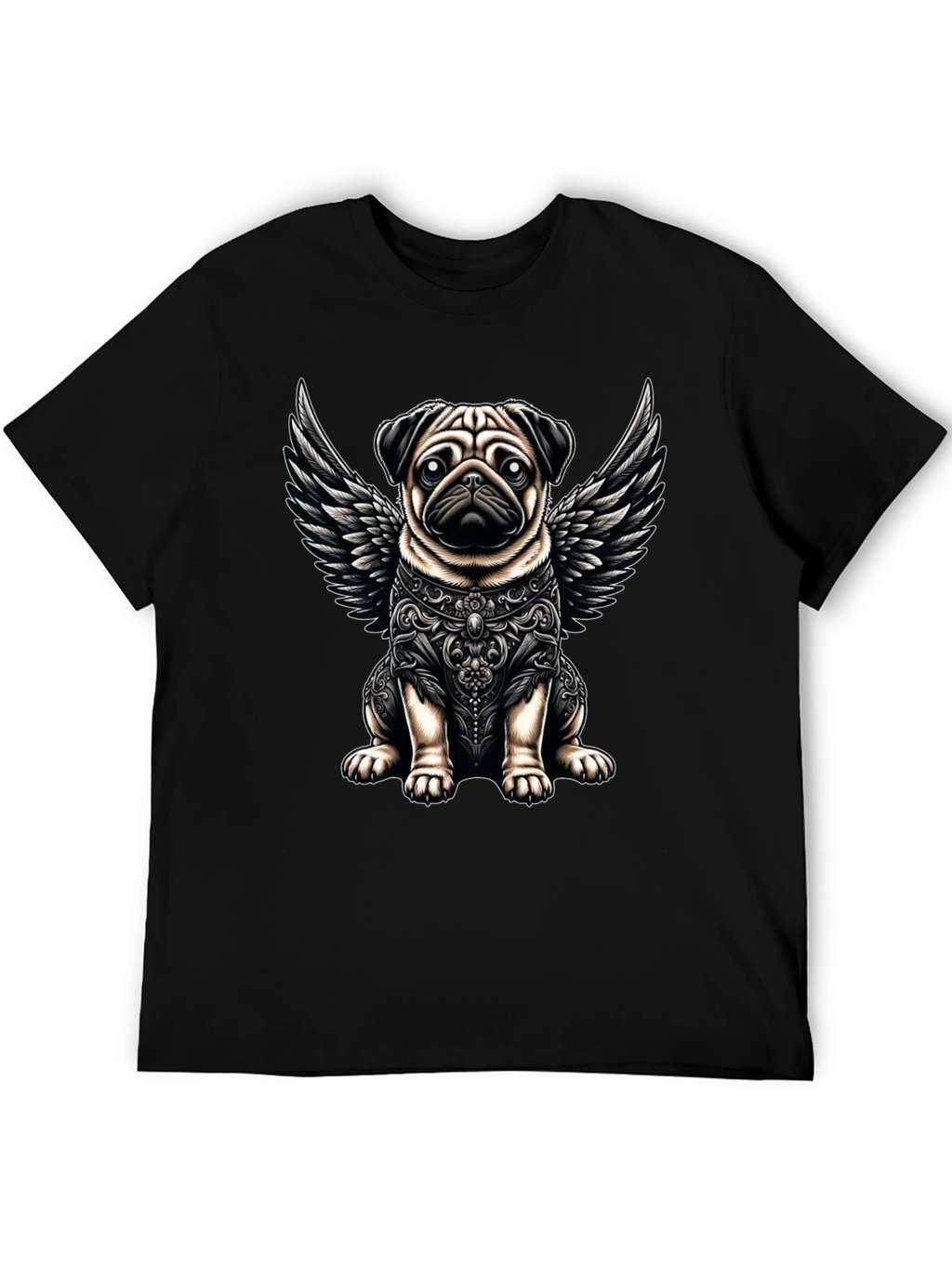 Angel Pug Graphic Tee - Stylish Black T-Shirt