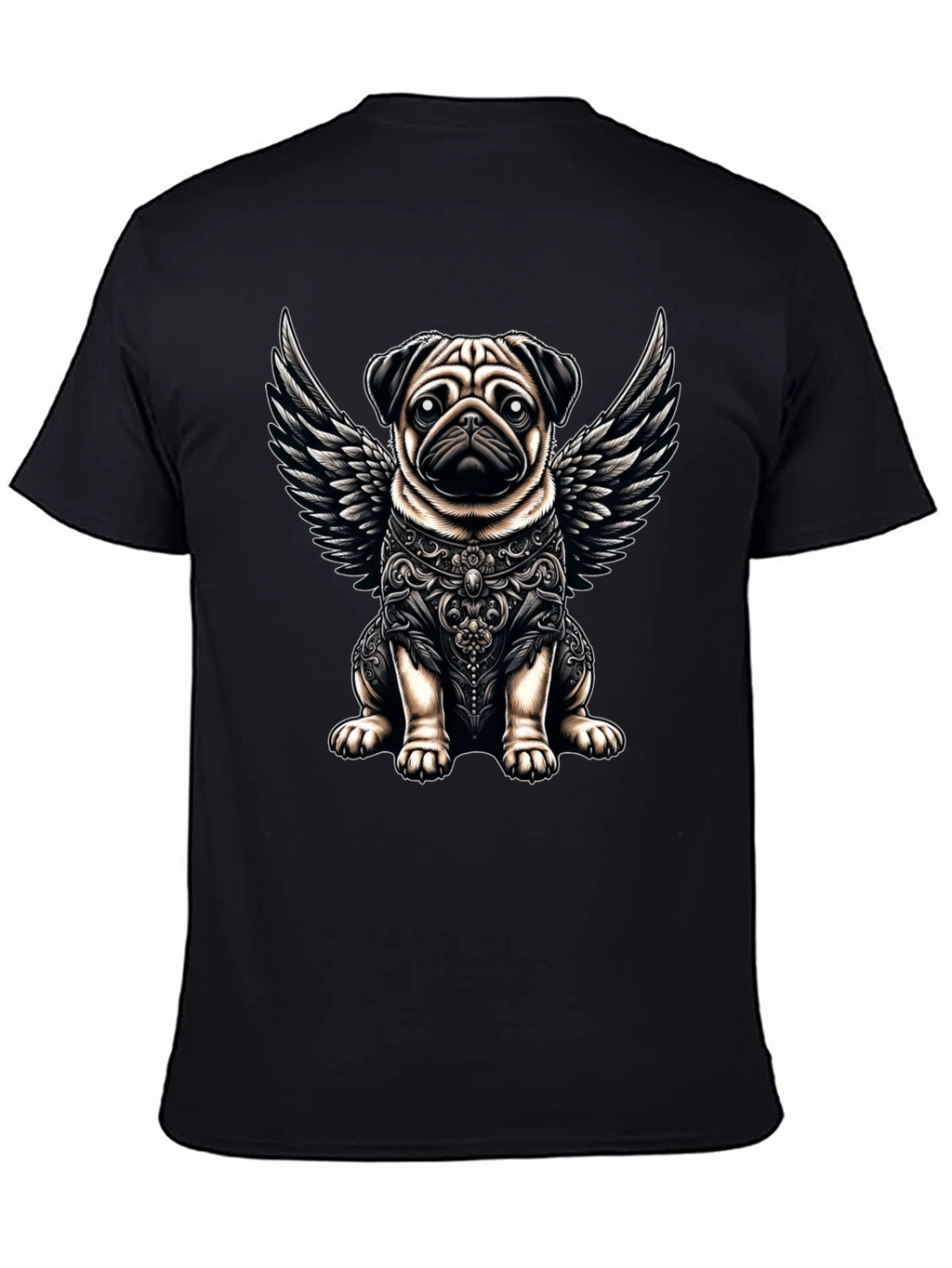 Angel Pug Graphic Tee - Stylish Black T-Shirt