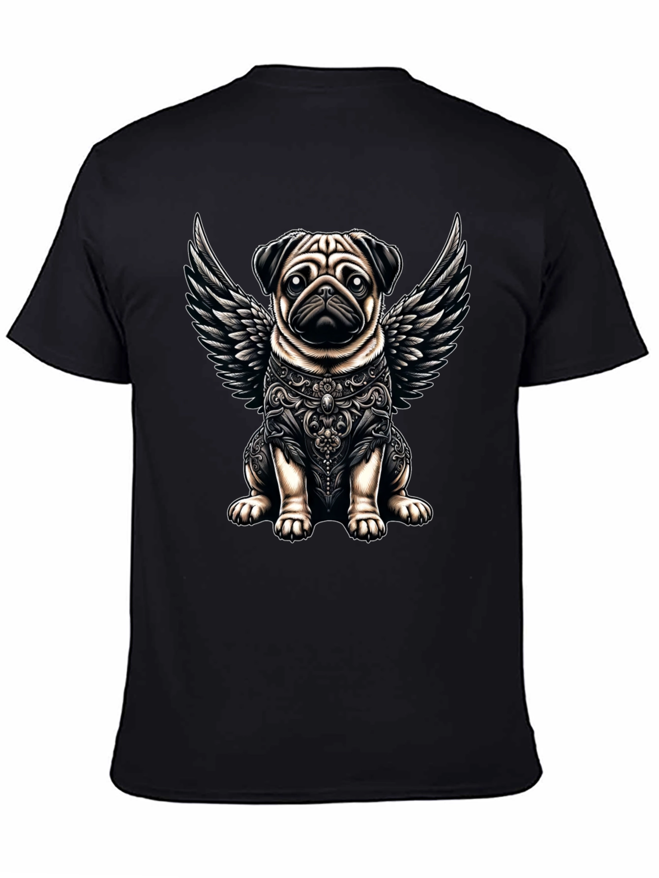 Angel Pug Graphic Tee - Stylish Black T-Shirt