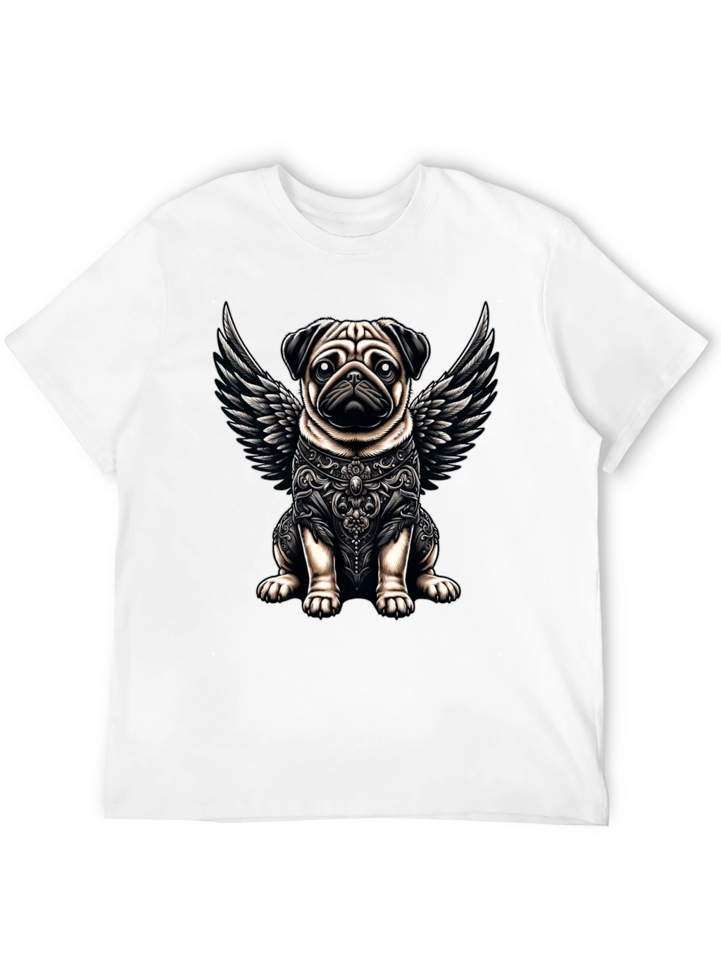 Angel Pug Graphic Tee - Stylish Black T-Shirt