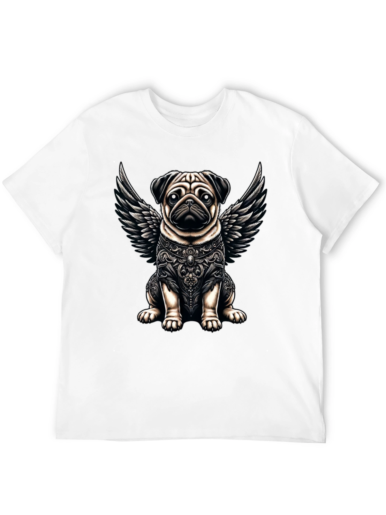 Angel Pug Graphic Tee - Stylish Black T-Shirt