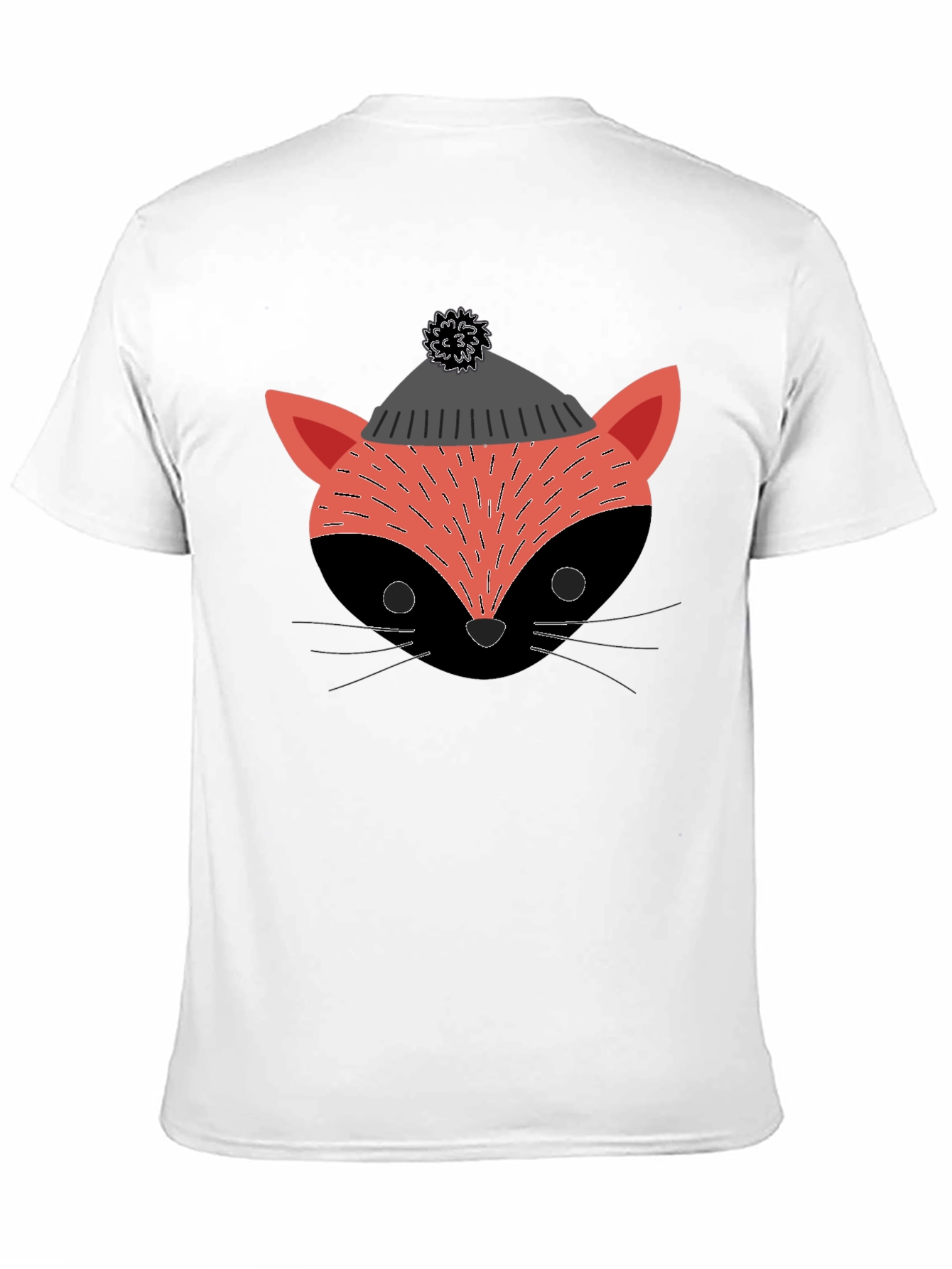 Stylish Fox in Hat Graphic T-Shirt - Black