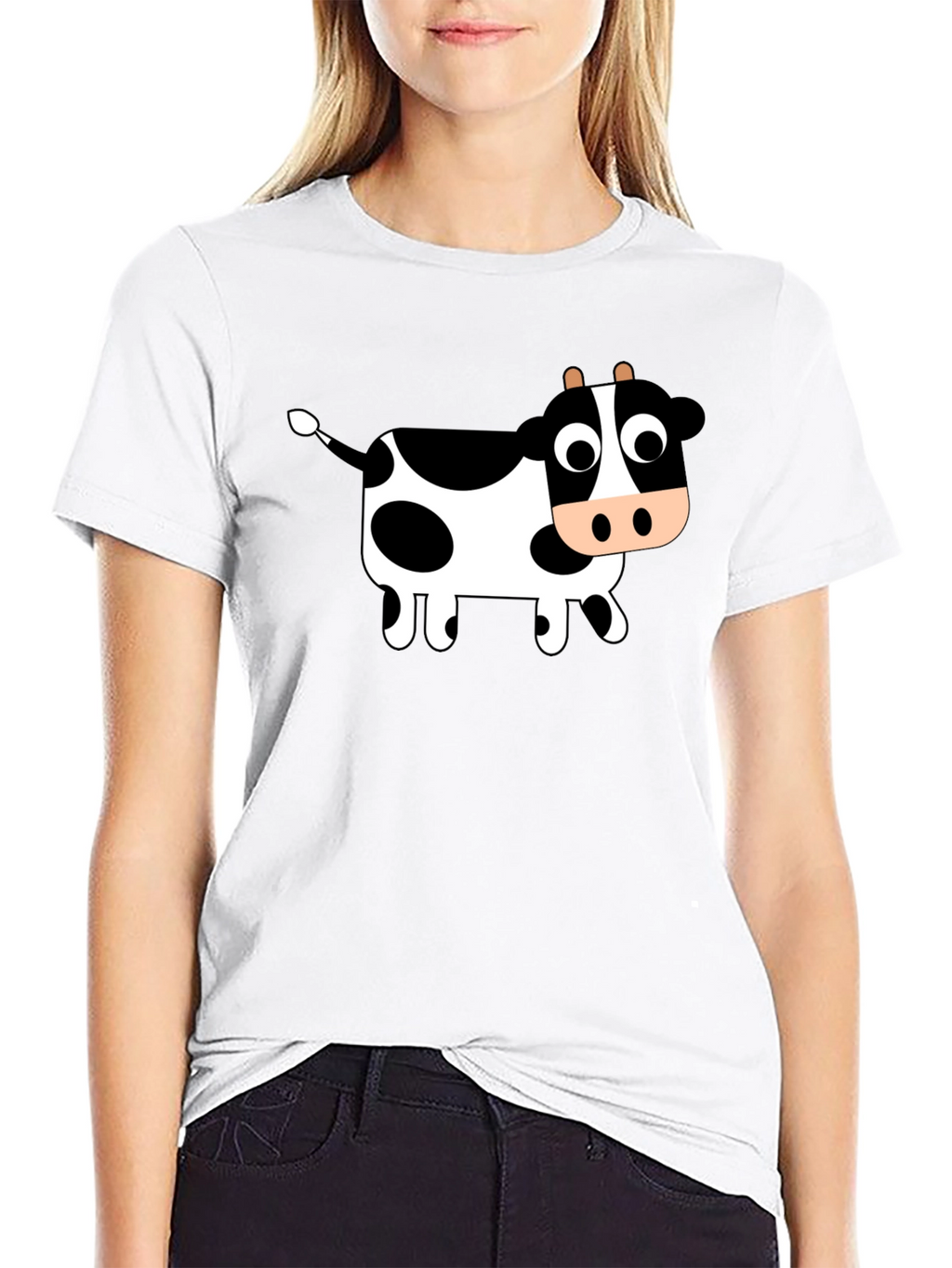 Cute Cow Graphic Black T-Shirt
