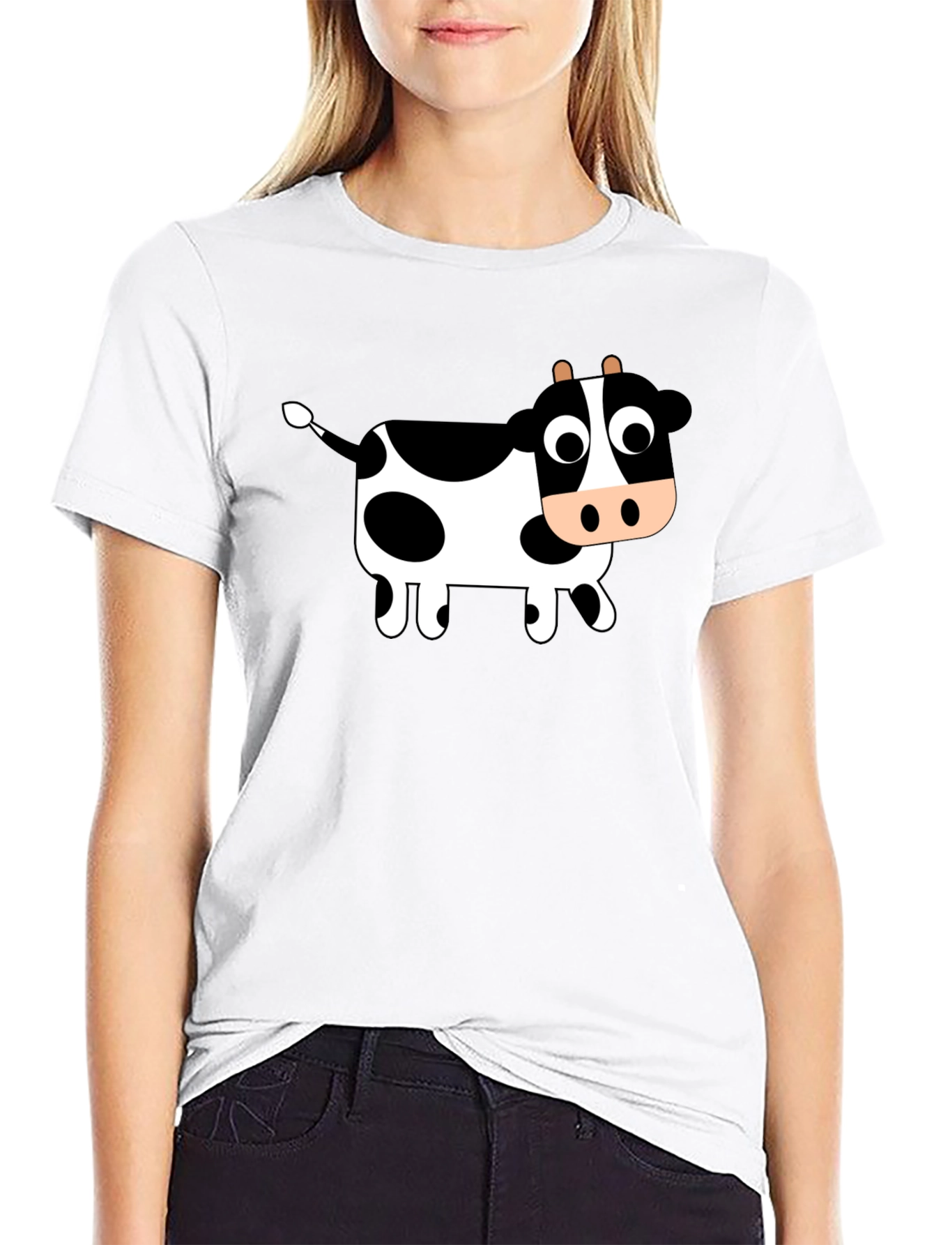 Cute Cow Graphic Black T-Shirt