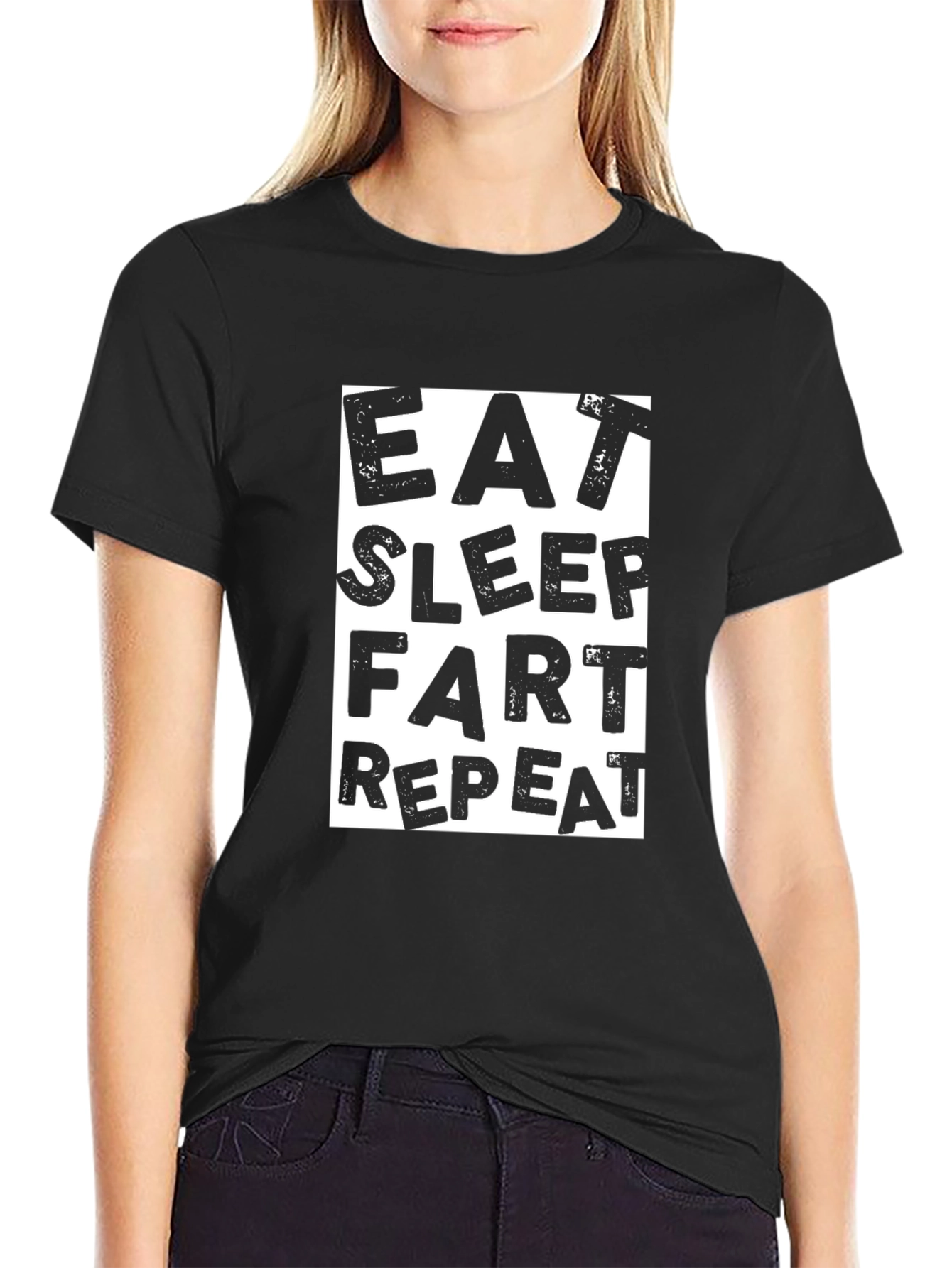 Eat Sleep Fart Repeat Black Graphic Tee