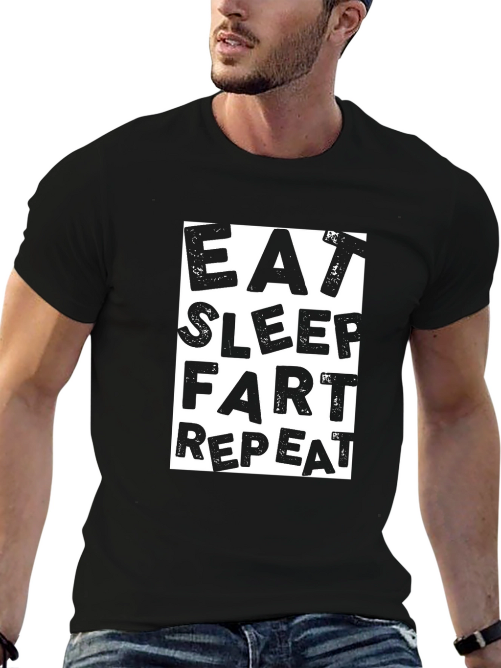 Eat Sleep Fart Repeat Black Graphic Tee