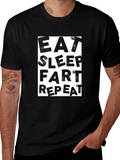 Eat Sleep Fart Repeat Black Graphic Tee