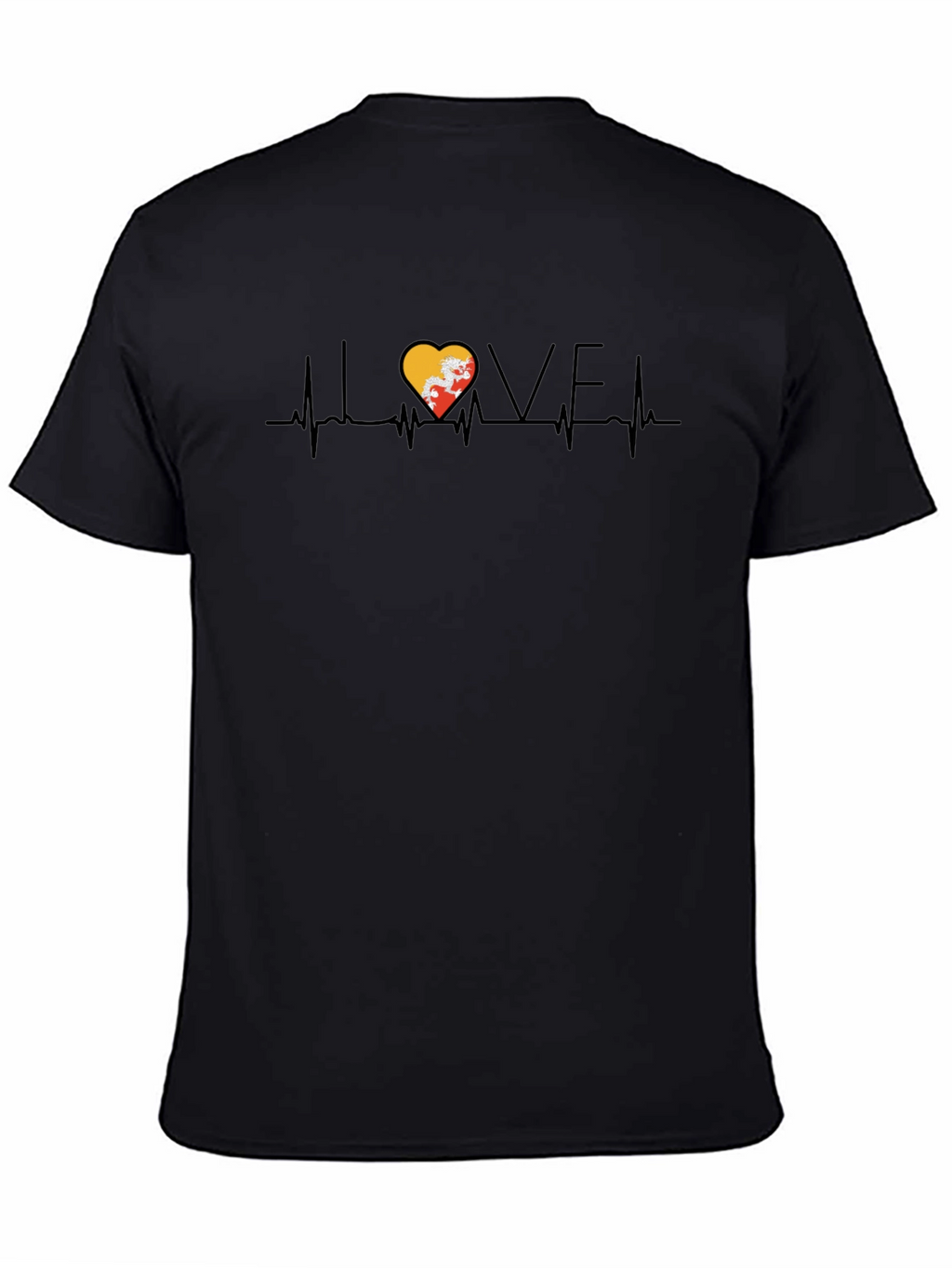 Bhutan Flag Heartbeat Love Graphic T-Shirt