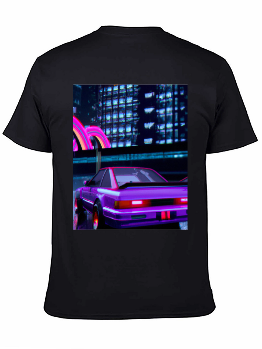 Cyberpunk Car T-Shirt - Retro Neon City Graphic Tee