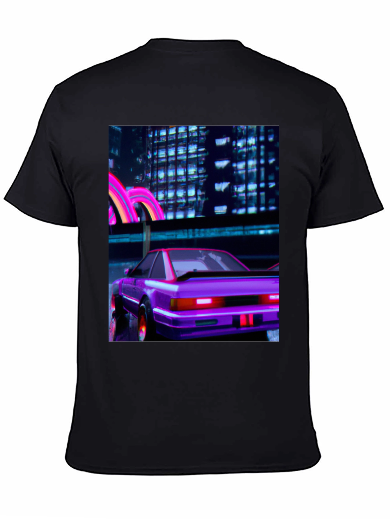 Cyberpunk Car T-Shirt - Retro Neon City Graphic Tee