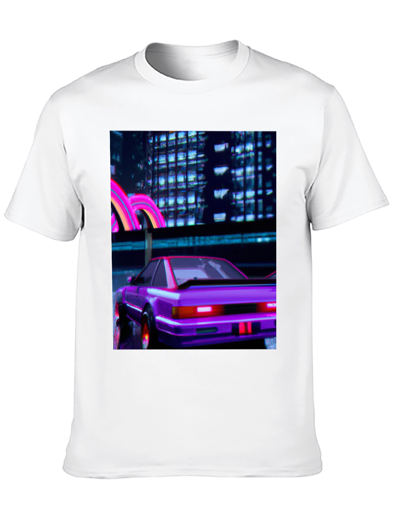 Cyberpunk Car T-Shirt - Retro Neon City Graphic Tee