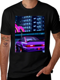Cyberpunk Car T-Shirt - Retro Neon City Graphic Tee