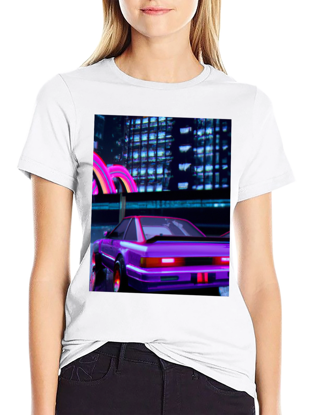 Cyberpunk Car T-Shirt - Retro Neon City Graphic Tee