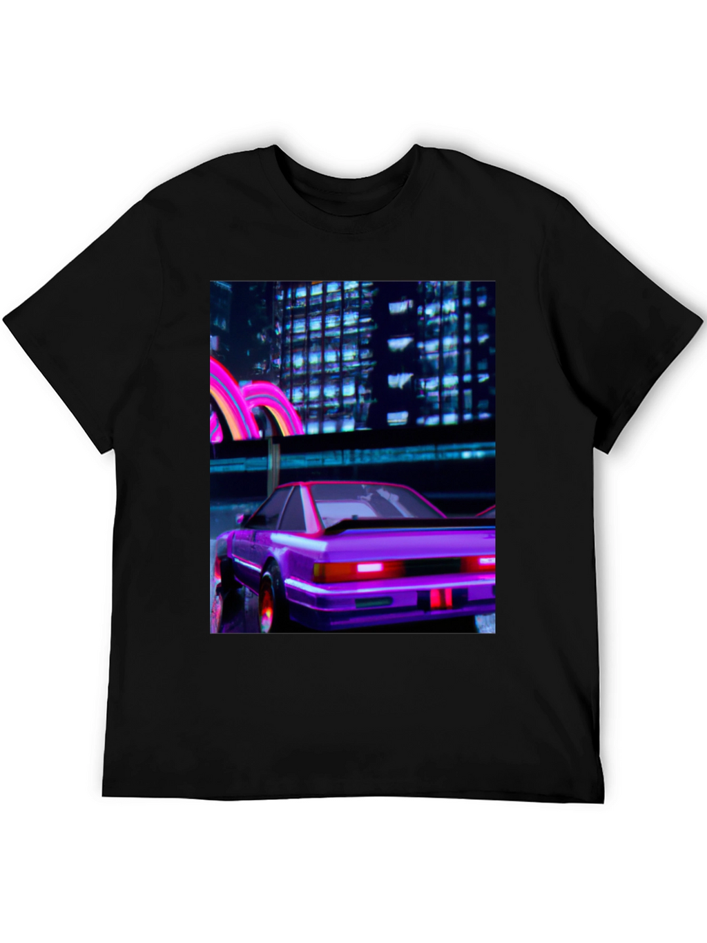 Cyberpunk Car T-Shirt - Retro Neon City Graphic Tee