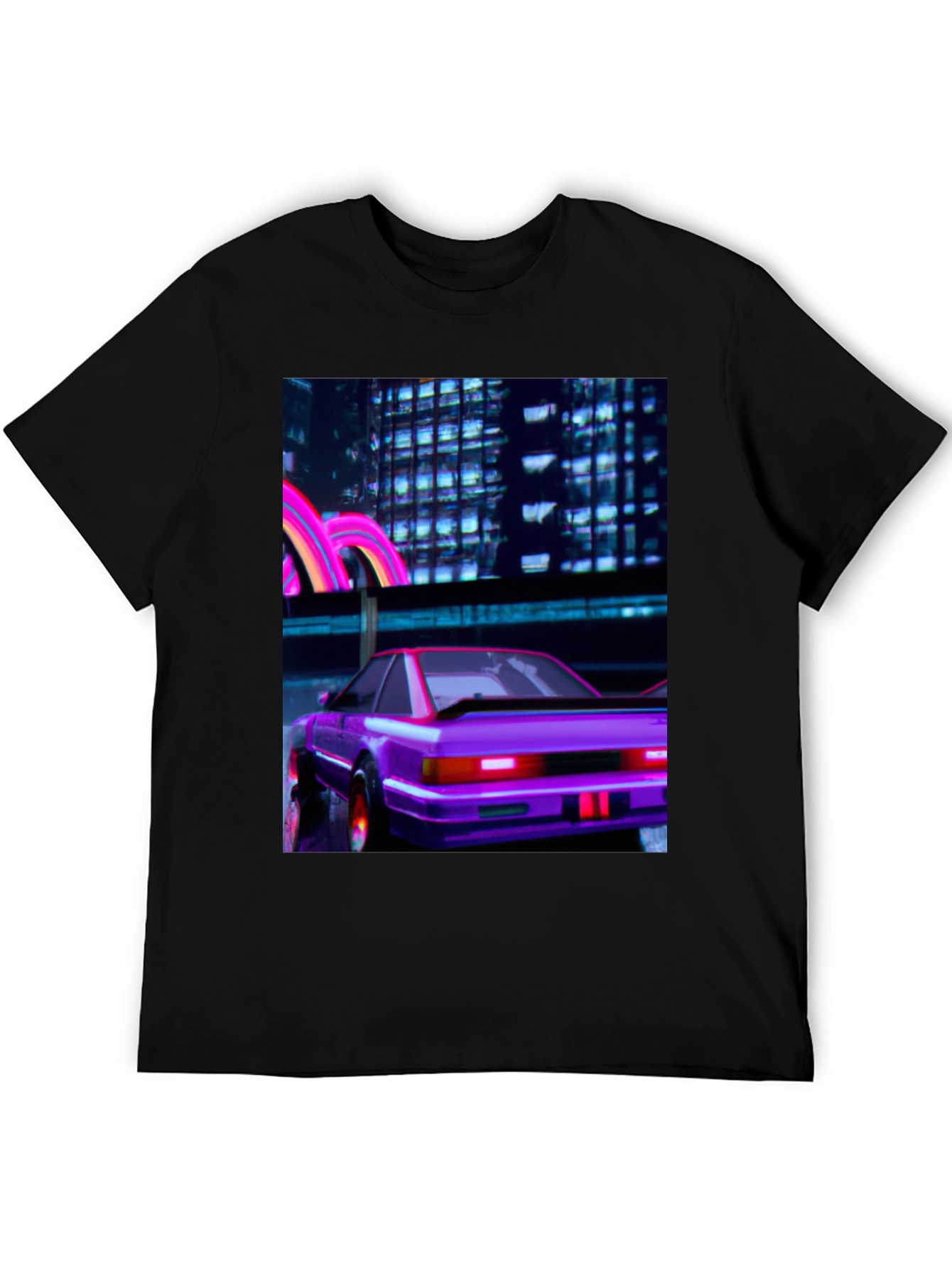 Cyberpunk Car T-Shirt - Retro Neon City Graphic Tee