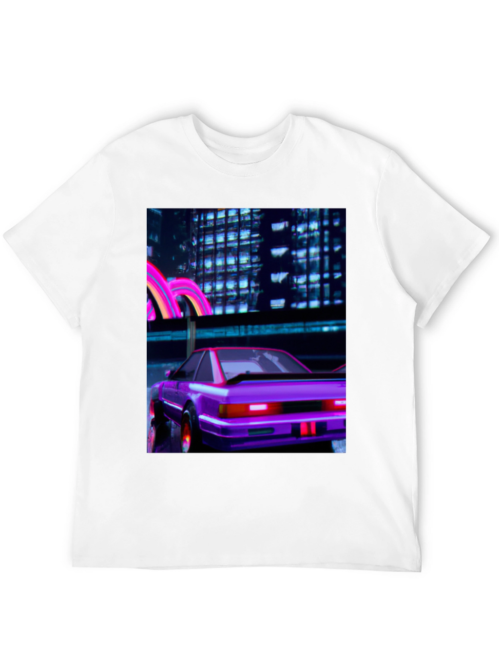 Cyberpunk Car T-Shirt - Retro Neon City Graphic Tee