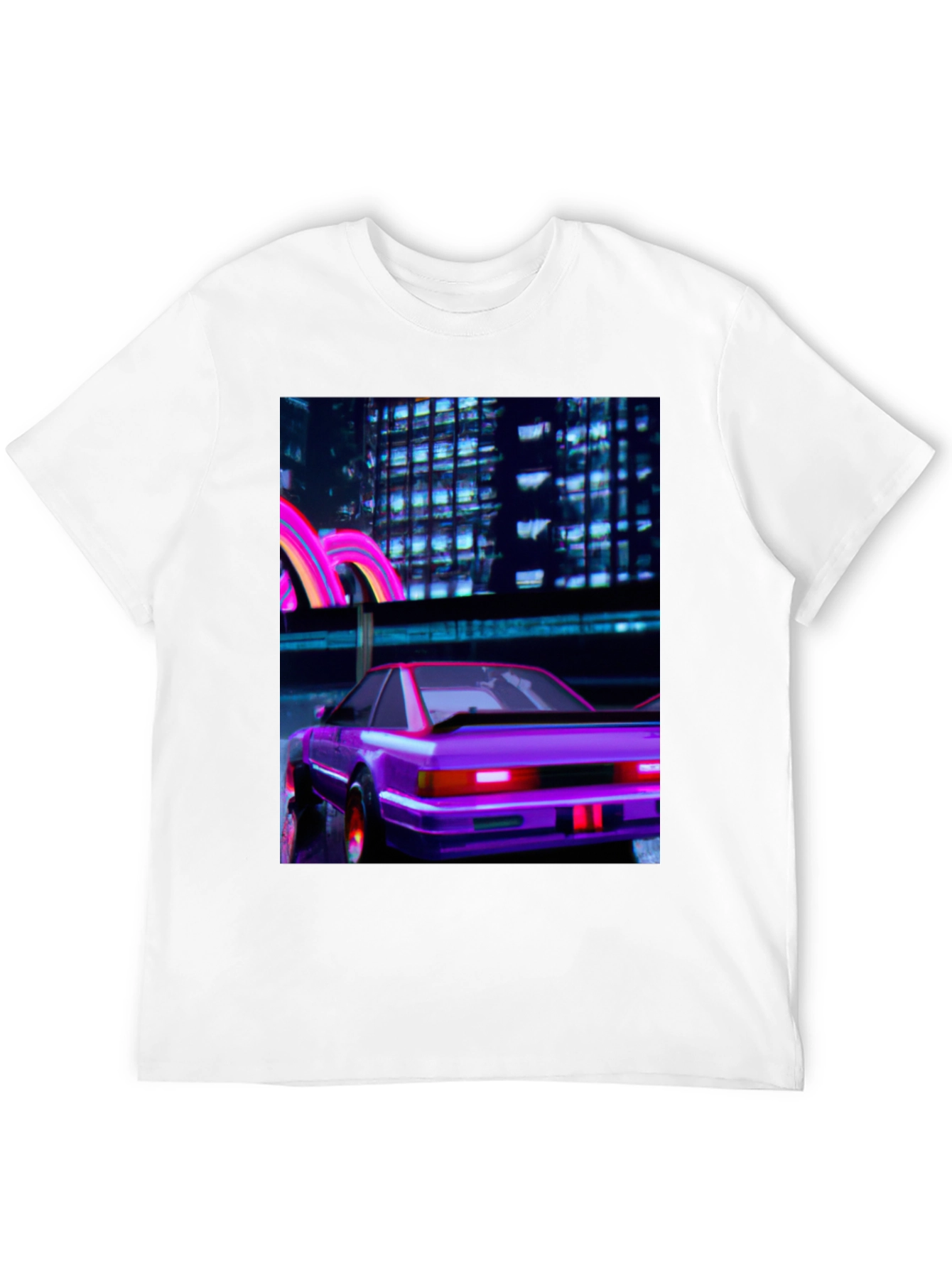 Cyberpunk Car T-Shirt - Retro Neon City Graphic Tee