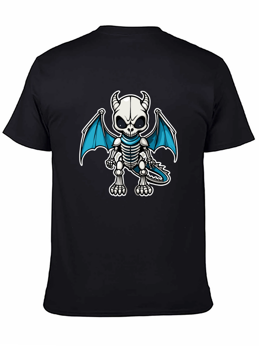 Skeleton Dragon Graphic Tee - Black Cotton Shirt