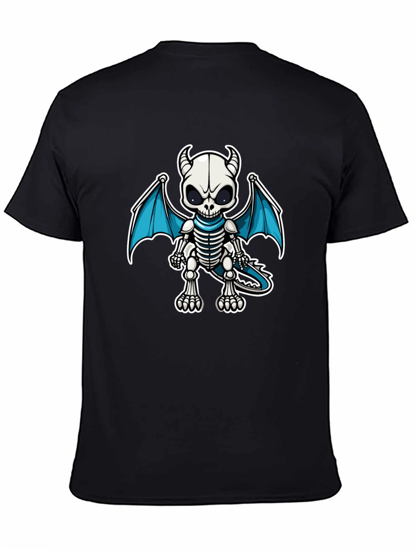 Skeleton Dragon Graphic Tee - Black Cotton Shirt