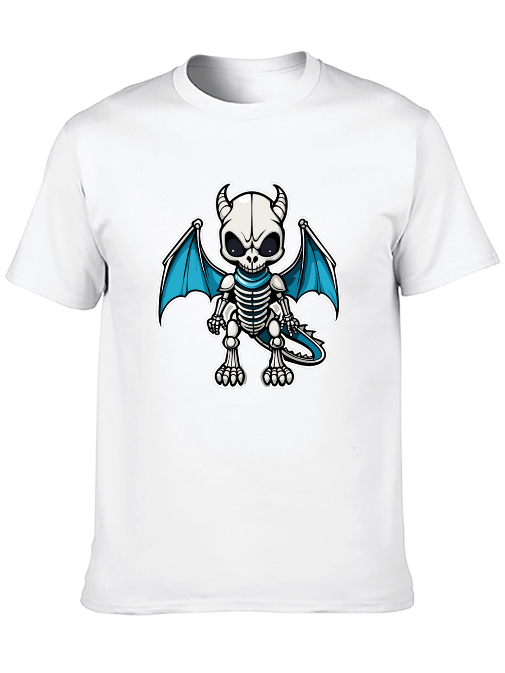 Skeleton Dragon Graphic Tee - Black Cotton Shirt