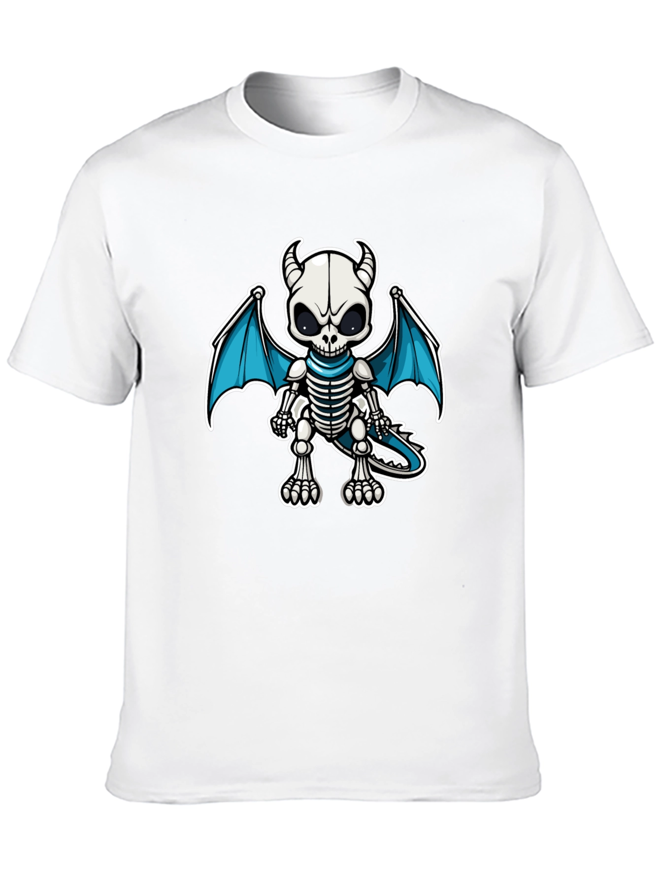 Skeleton Dragon Graphic Tee - Black Cotton Shirt