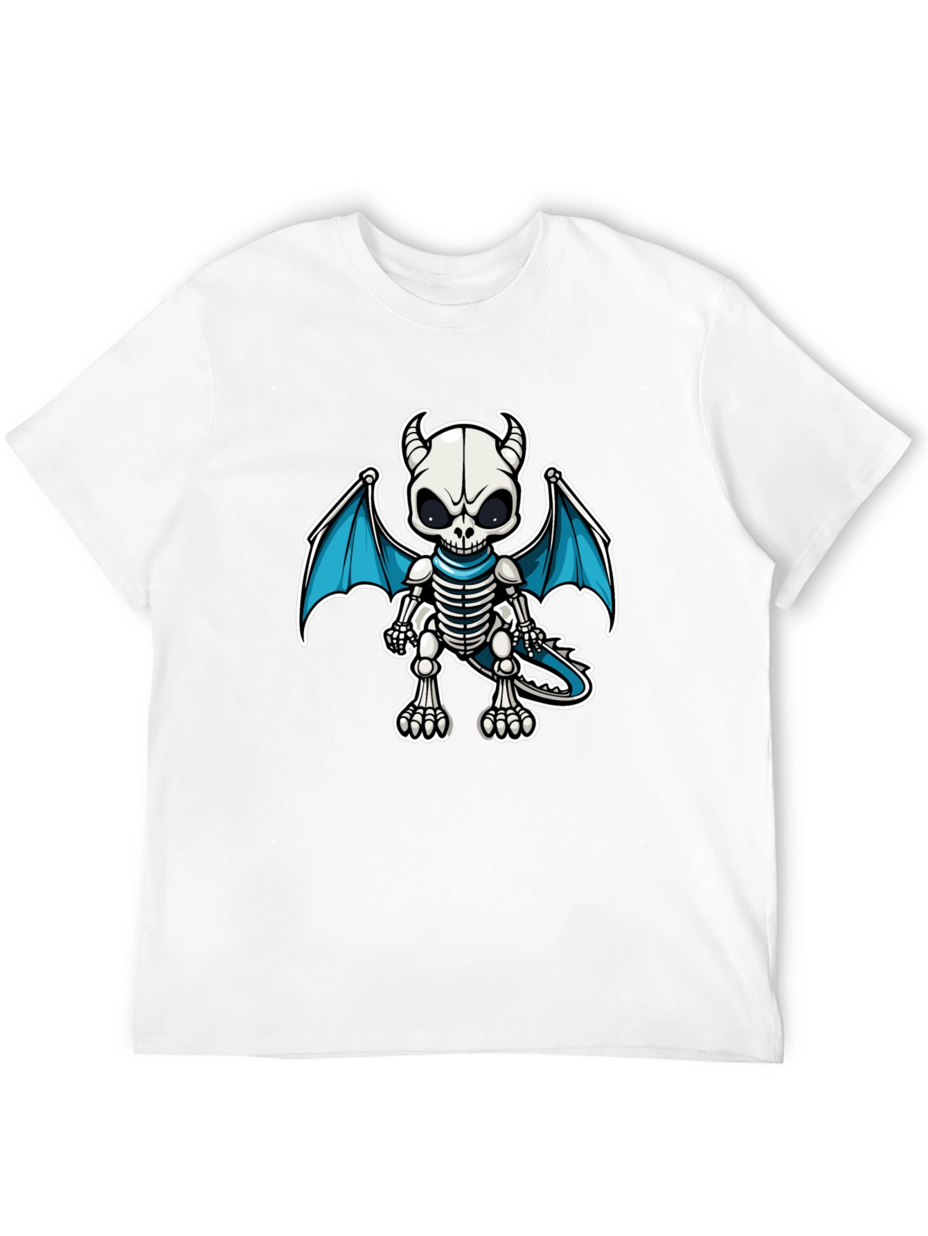 Skeleton Dragon Graphic Tee - Black Cotton Shirt
