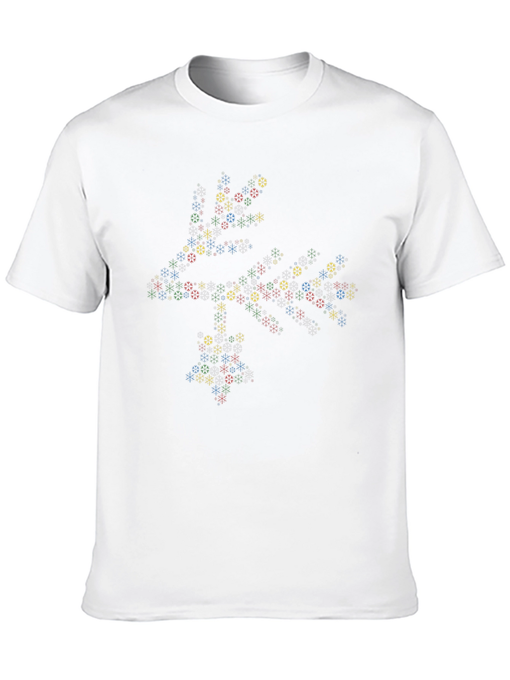 Geometric Snowflake Pattern Black T-Shirt
