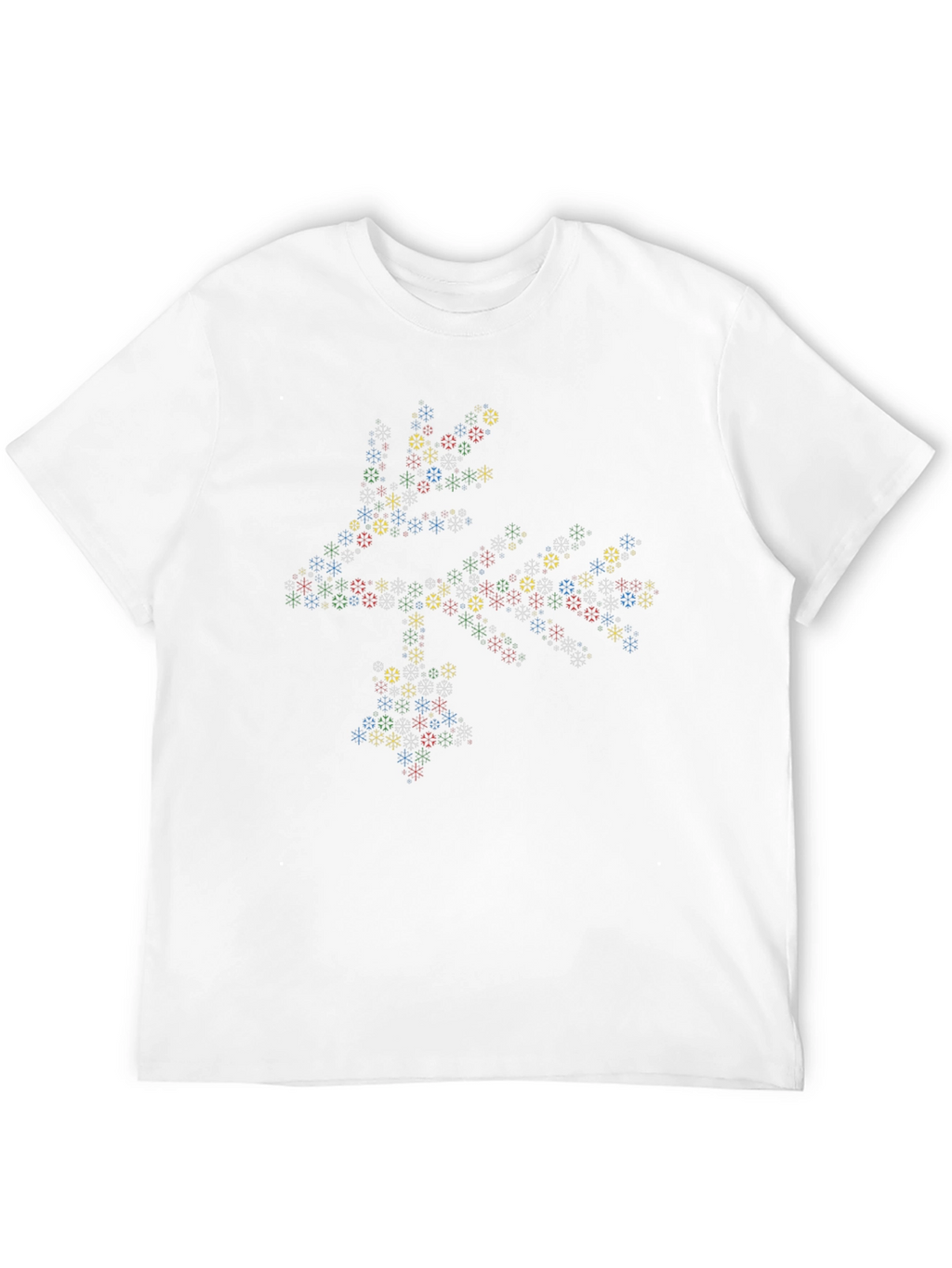 Geometric Snowflake Pattern Black T-Shirt