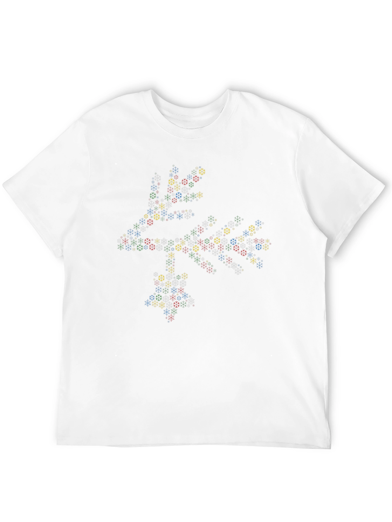 Geometric Snowflake Pattern Black T-Shirt