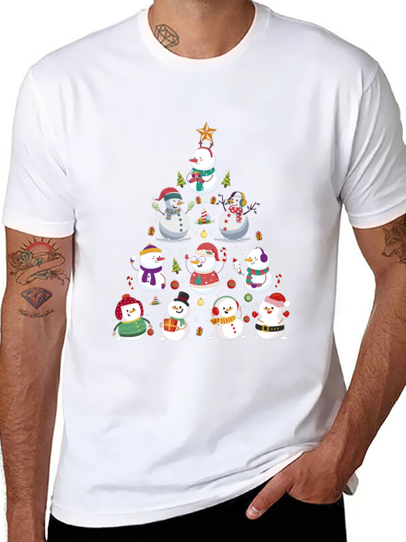 Festive Snowman Christmas Tree T-Shirt