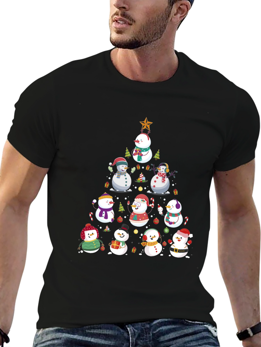 Festive Snowman Christmas Tree T-Shirt