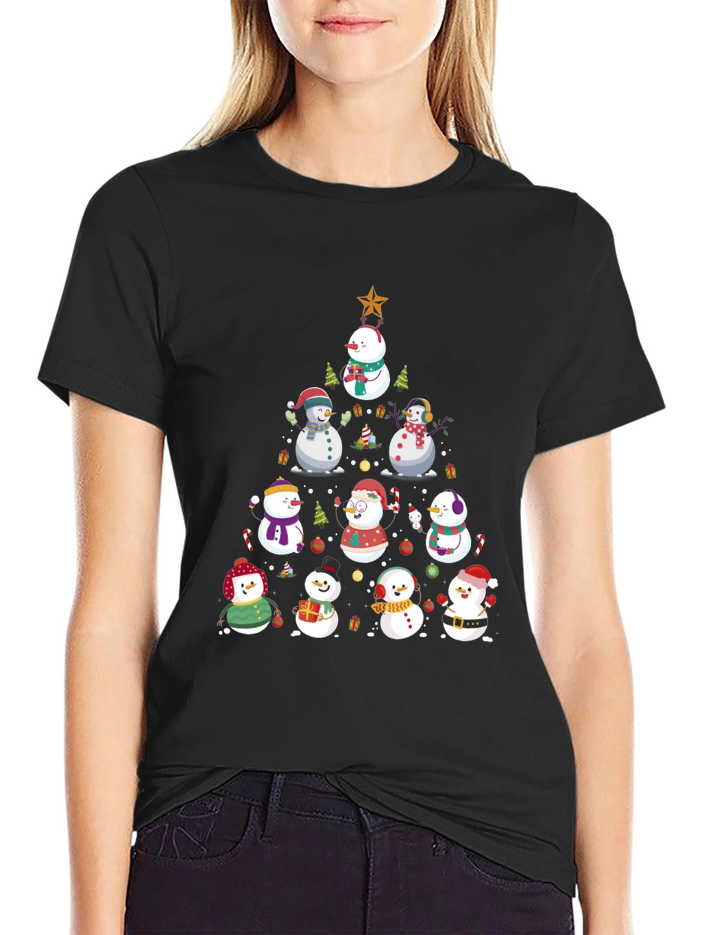 Festive Snowman Christmas Tree T-Shirt