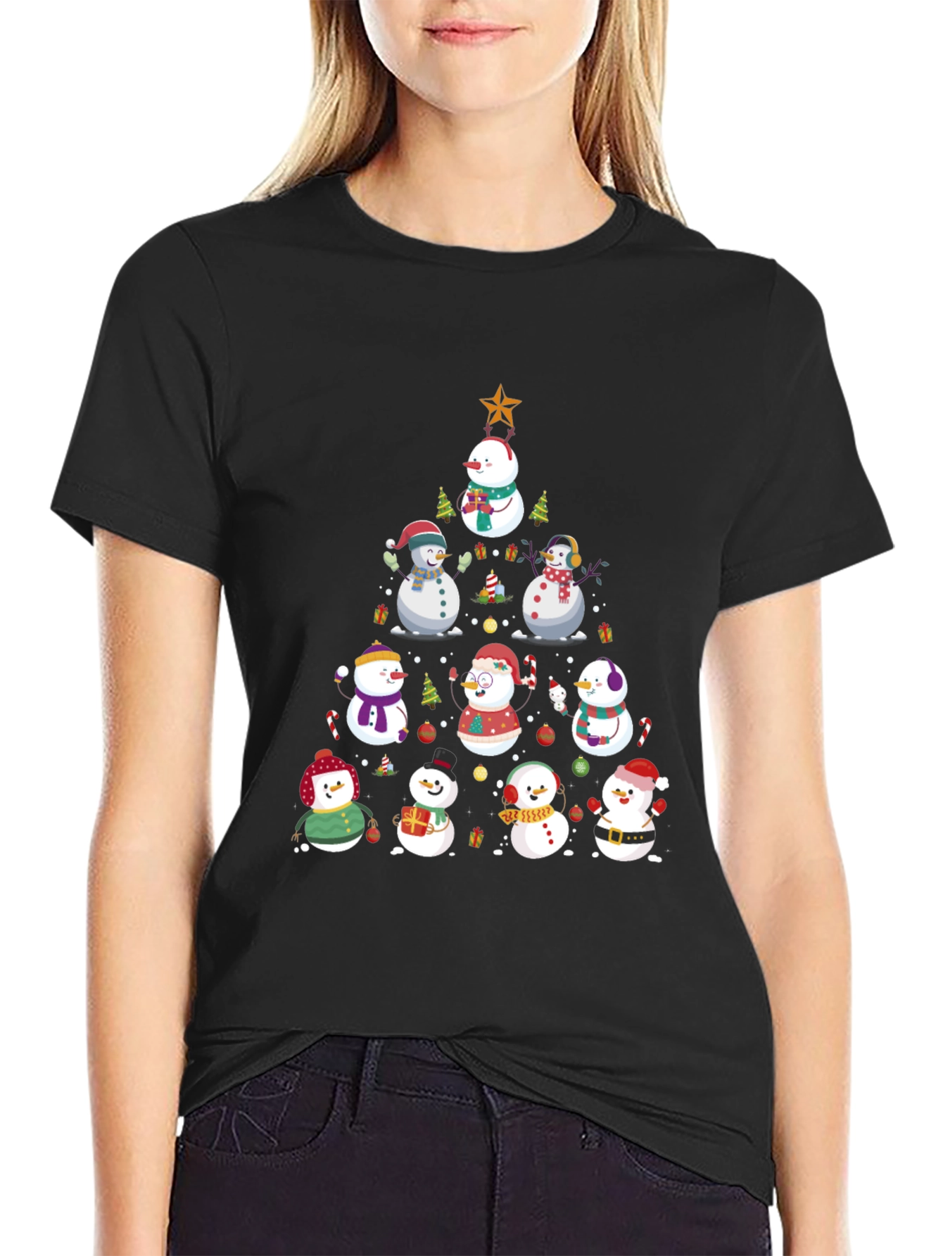 Festive Snowman Christmas Tree T-Shirt