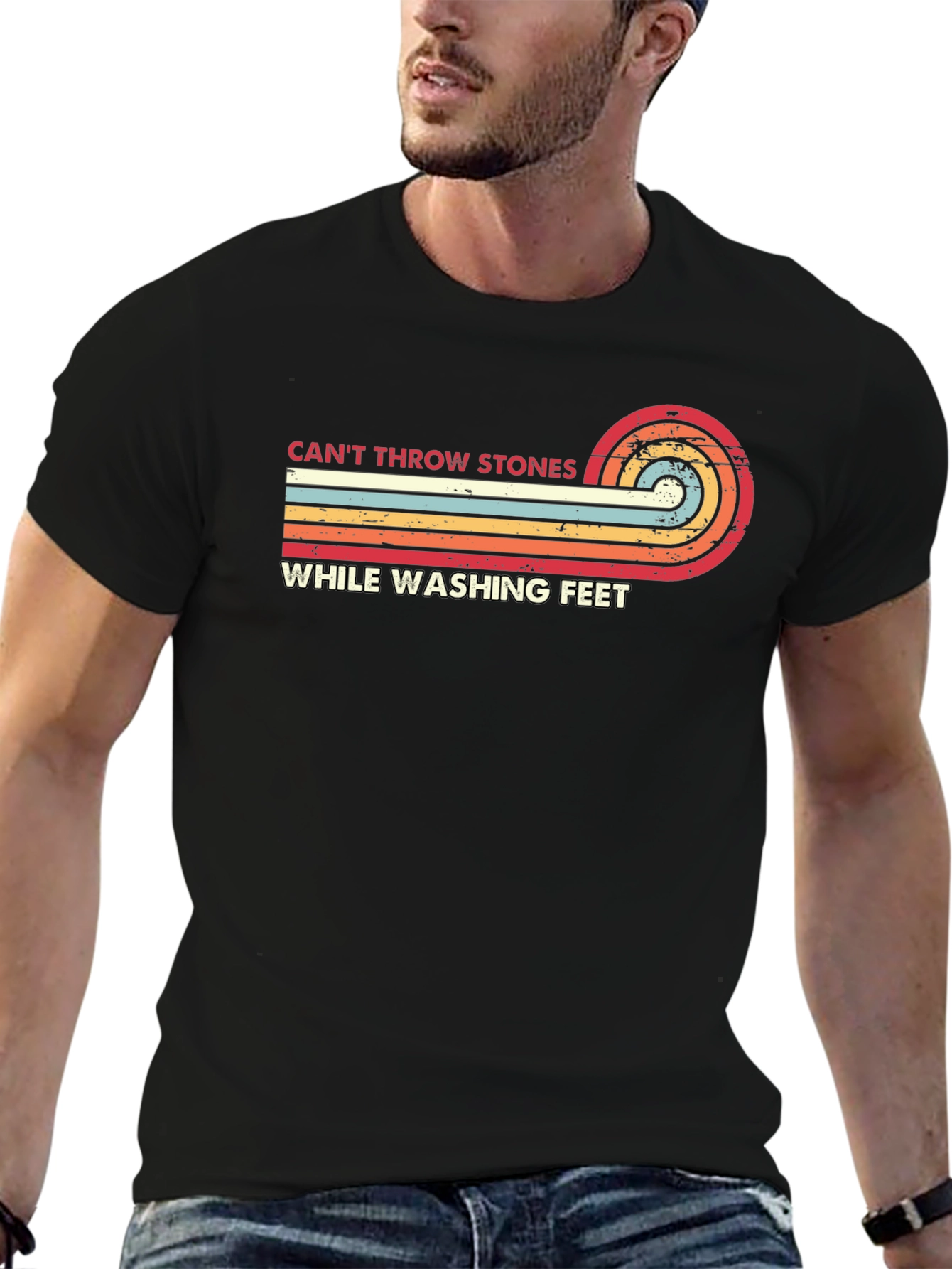 Retro Cant Throw Stones Graphic Tee