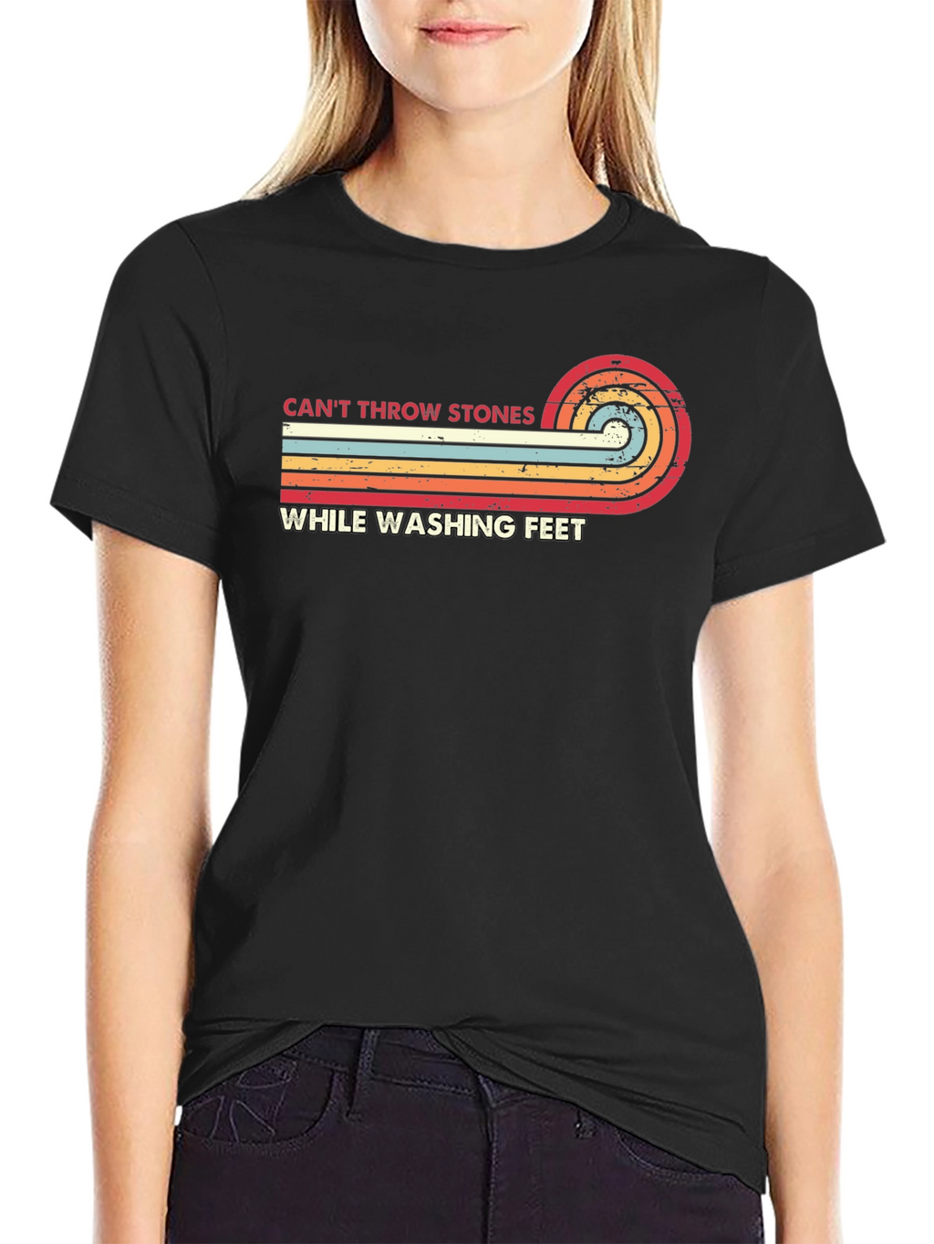 Retro Cant Throw Stones Graphic Tee