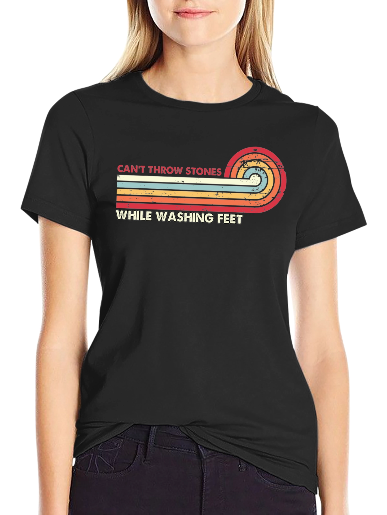 Retro Cant Throw Stones Graphic Tee