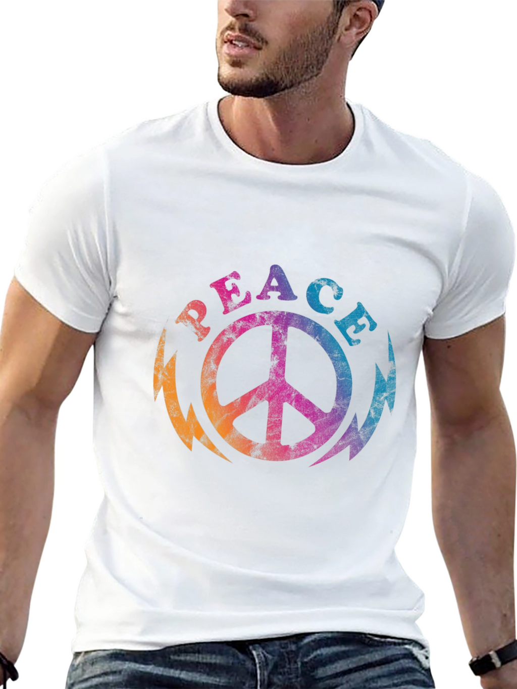 Retro Peace Sign Graphic Tee - Black T-Shirt